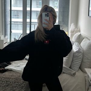 Brandy Melville Black Hoodie with Red Detail